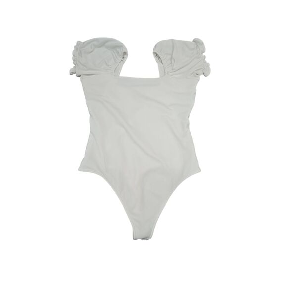 Show Me Your Mumu White Puff Sleeve Bodysuit L Square Neck Stretch One Piece Mad - Picture 4 of 8